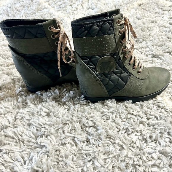 Sorel Lexie Waterproof Leather Wedge Boot in‎ Dark Slate sz 7.5 - Picture 3 of 7